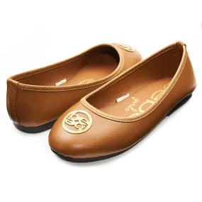 bebe Kids Girls Ballet Flat Slip On Shoes With Stitched Logo Medallion (More Colors and Sizes)