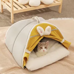 Rabbit Ear Enclosed Cat House Bed