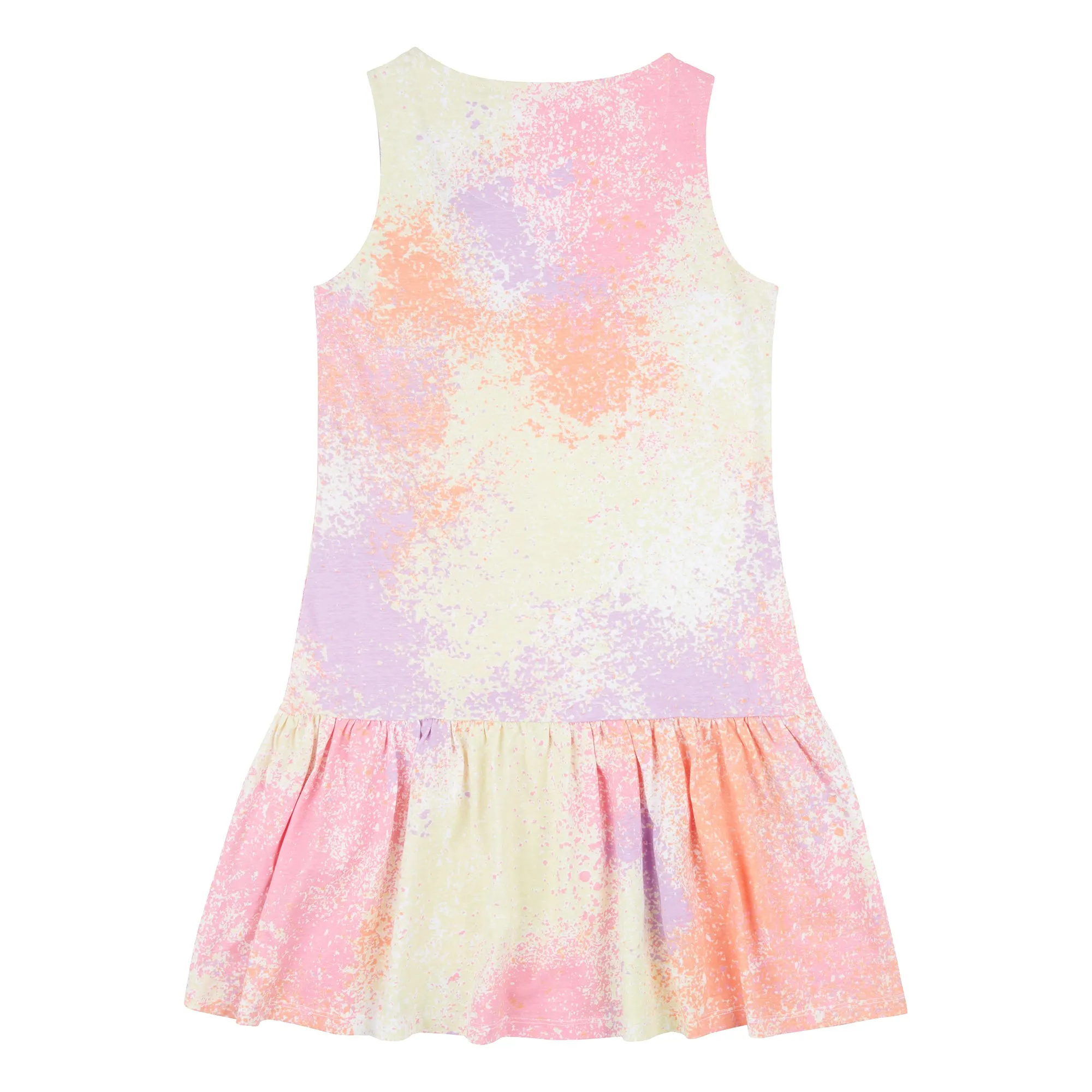 ELLE Girls Plumeria Pink Pastel Sleeveless Ruffle Hem Logo Dress