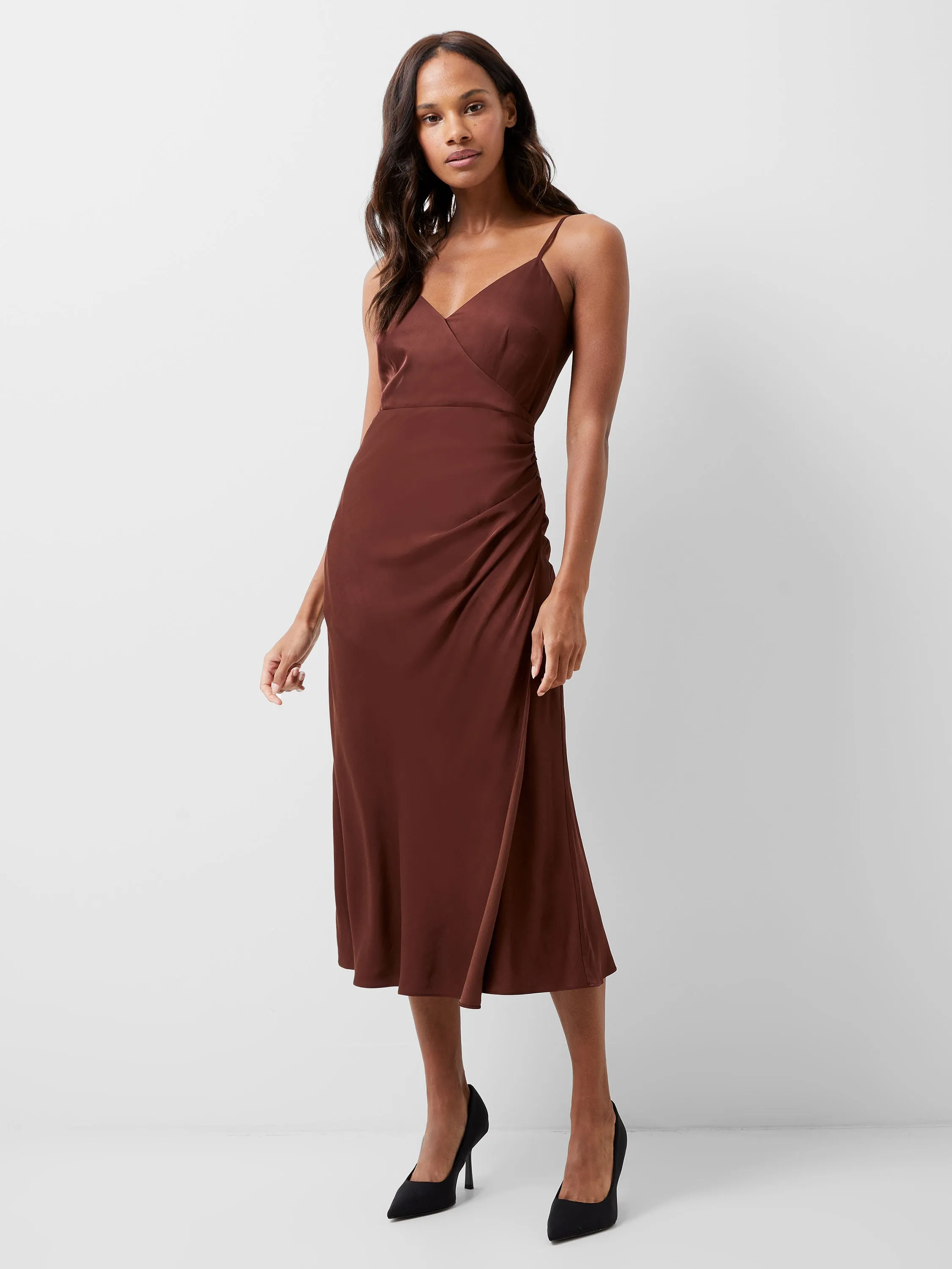 Ennis Eco Satin Slip Midi Dress