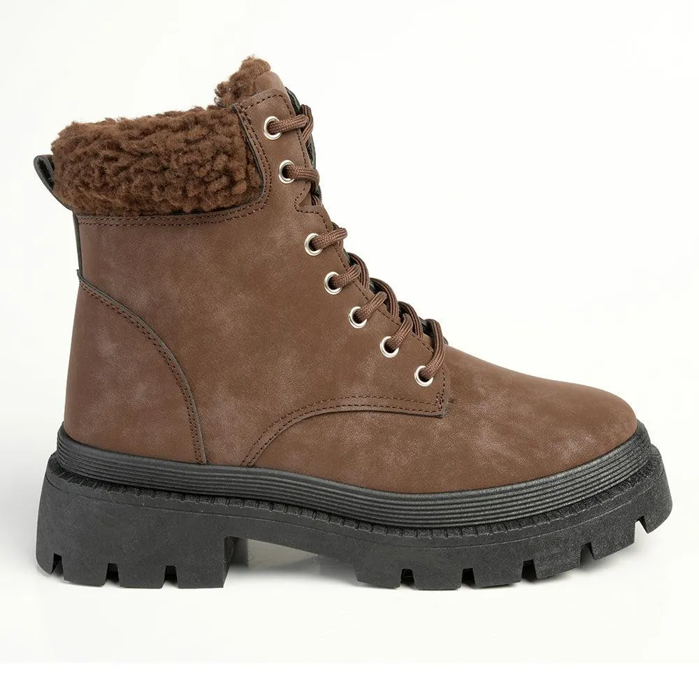 Madison Jersey Hiker Lace Fashion Boot - Chocolate