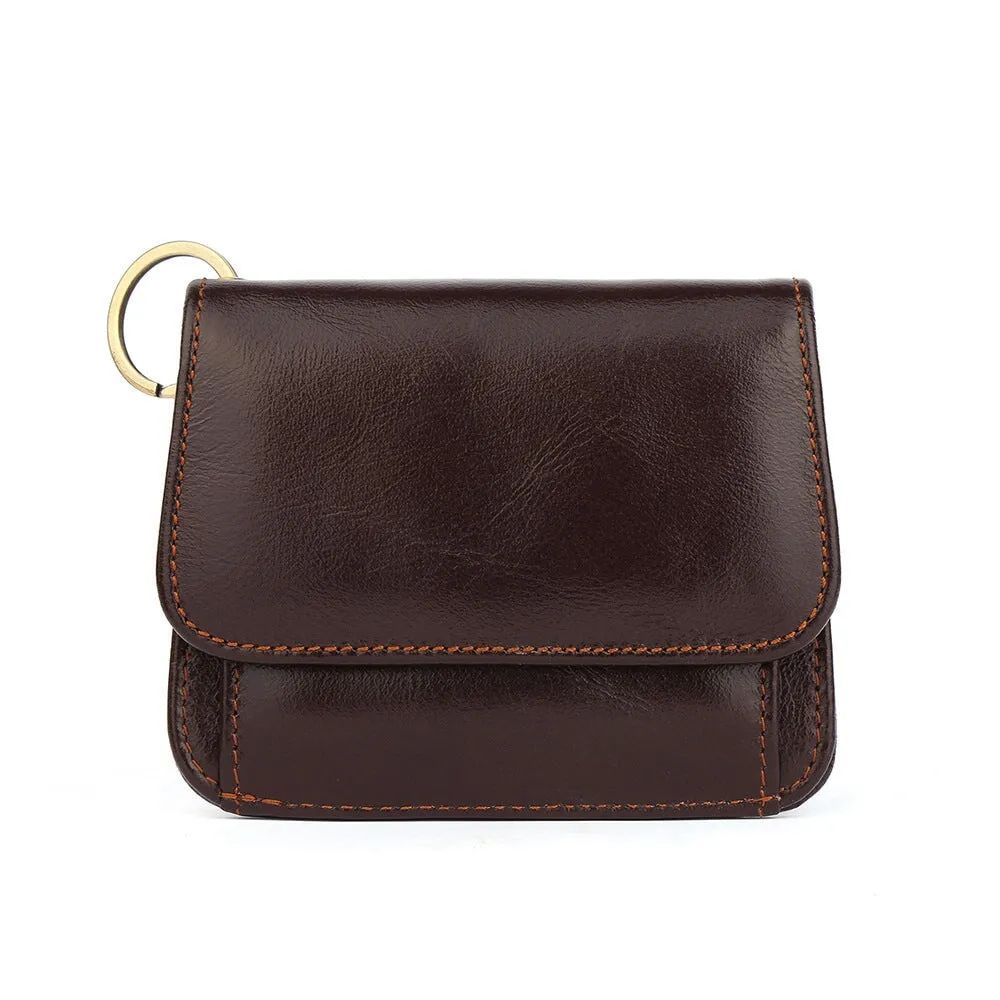 New Oil Waxed Leather Ladies Coin Purse Card Bag