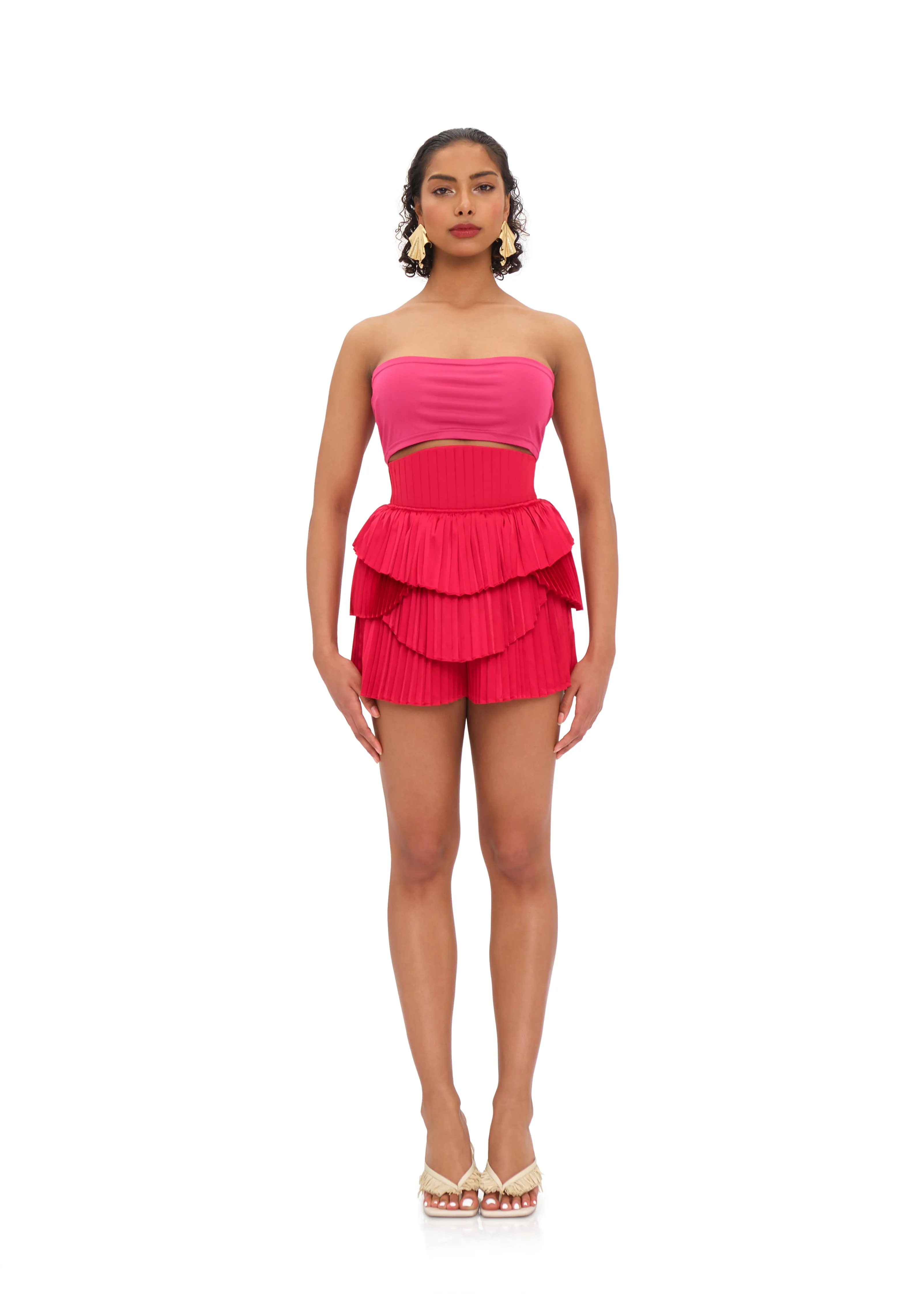 Pink Pleated Hibi Shorts