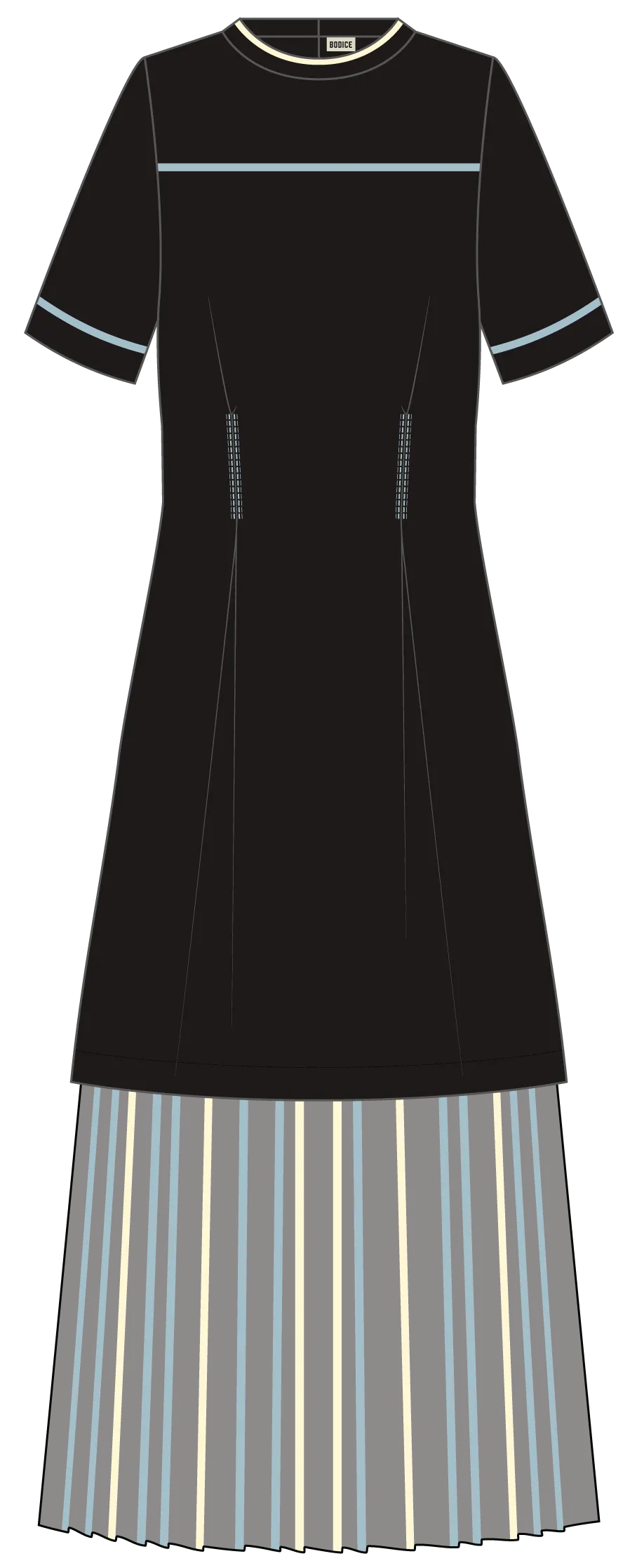 T-shirt dress with pleated organza bottom