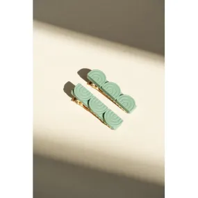 Tri Rainbow Bar | Hair Clips Set of 2 - Jade