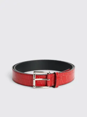 TRS BIEN everywear Leather Belt Glossy Croc Red