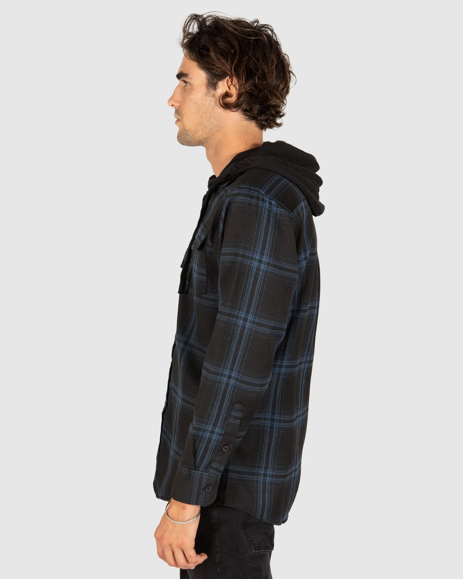 UNIT Chester Mens Hooded Flannel Shirt