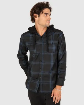 UNIT Chester Mens Hooded Flannel Shirt